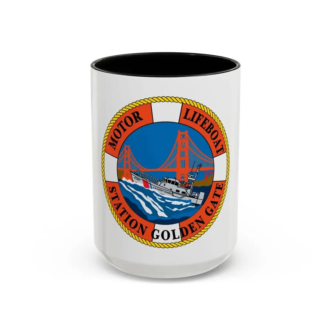 USCG Motor Lifeboat Station Golden Gate (U.S. Coast Guard) Accent Coffee Mug 15oz Black - Go Mug Yourself