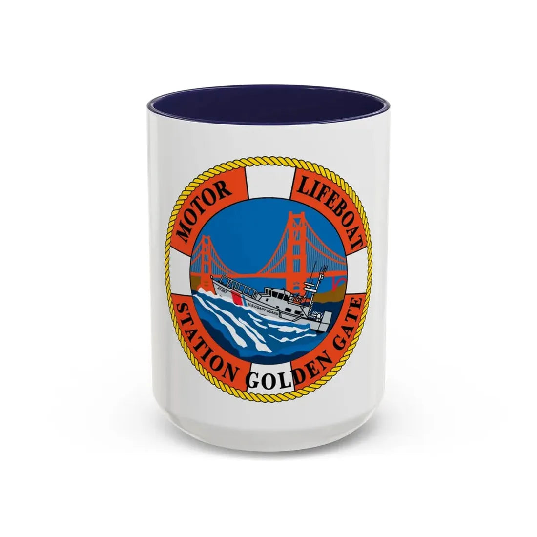 USCG Motor Lifeboat Station Golden Gate (U.S. Coast Guard) Accent Coffee Mug 15oz Navy - Go Mug Yourself