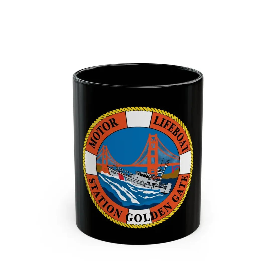 USCG Motor Lifeboat Station Golden Gate (U.S. Coast Guard) Black Coffee Mug 11oz - Go Mug Yourself