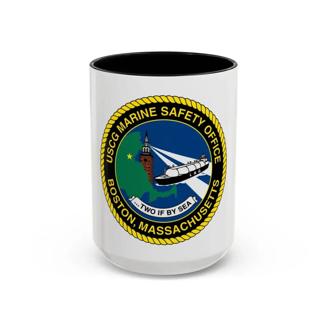 USCG MSO Boston Marine Safety Office (U.S. Coast Guard) Accent Coffee Mug 15oz Black - Go Mug Yourself