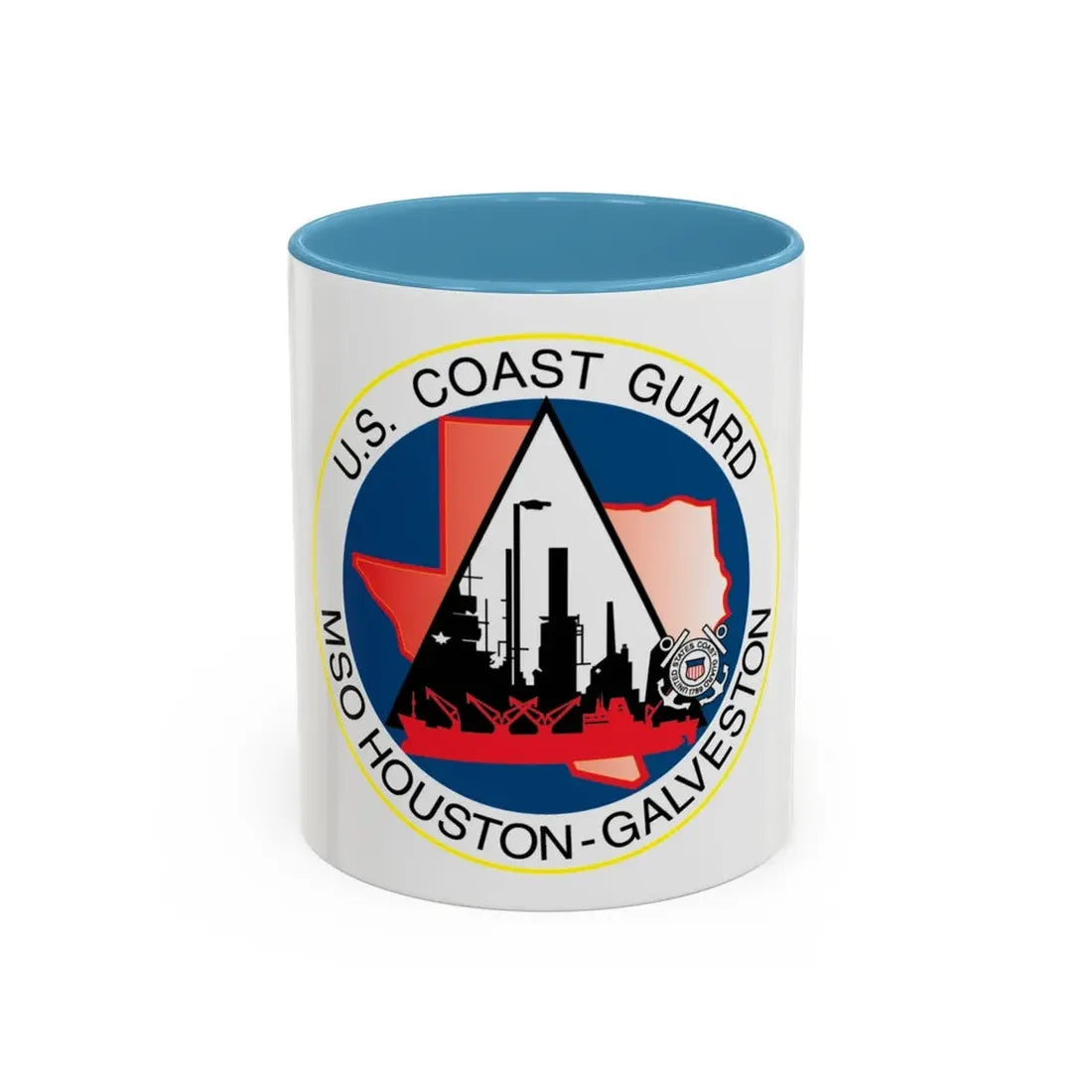 USCG MSO Houston Galveston (U.S. Coast Guard) Accent Coffee Mug 11oz Light Blue - Go Mug Yourself