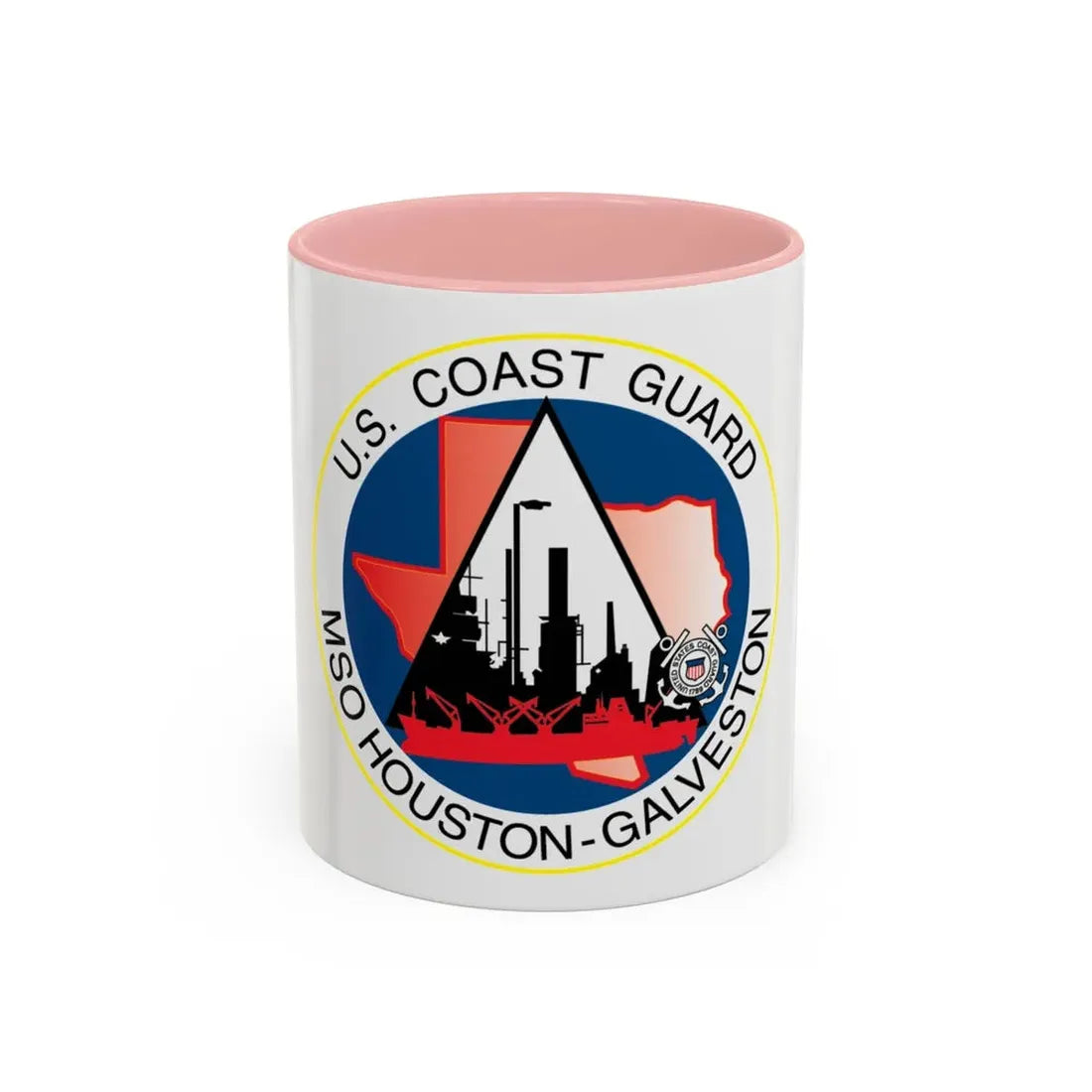 USCG MSO Houston Galveston (U.S. Coast Guard) Accent Coffee Mug 11oz Pink - Go Mug Yourself