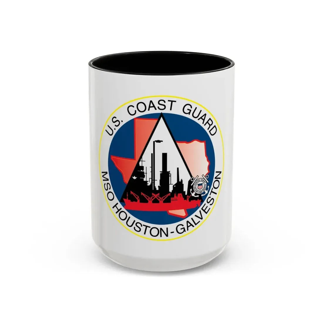 USCG MSO Houston Galveston (U.S. Coast Guard) Accent Coffee Mug 15oz Black - Go Mug Yourself