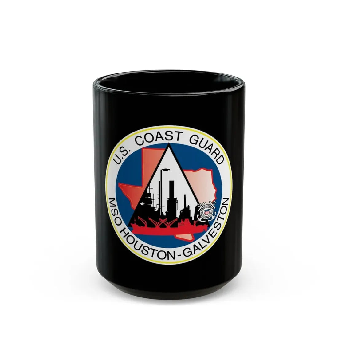 USCG MSO Houston Galveston (U.S. Coast Guard) Black Coffee Mug 15oz - Go Mug Yourself
