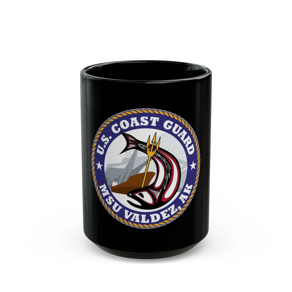 USCG MSU Valdez AK (U.S. Coast Guard) Black Coffee Mug-15oz-Go Mug Yourself