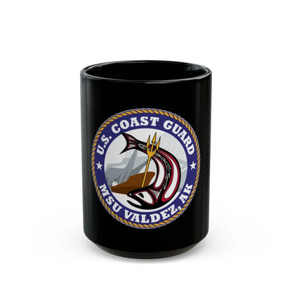 USCG MSU Valdez AK (U.S. Coast Guard) Black Coffee Mug-15oz-Go Mug Yourself