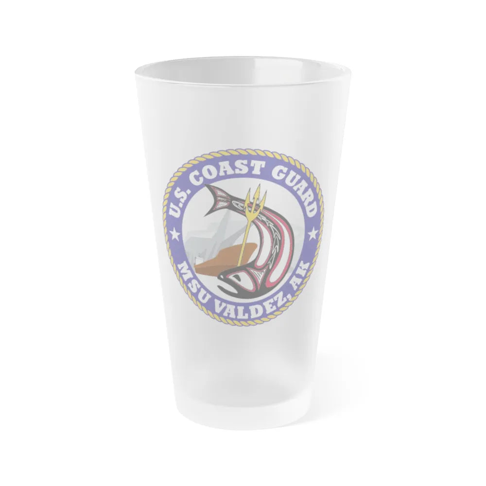 USCG MSU Valdez AK (U.S. Coast Guard) Frosted Pint Glass 16oz-Go Mug Yourself