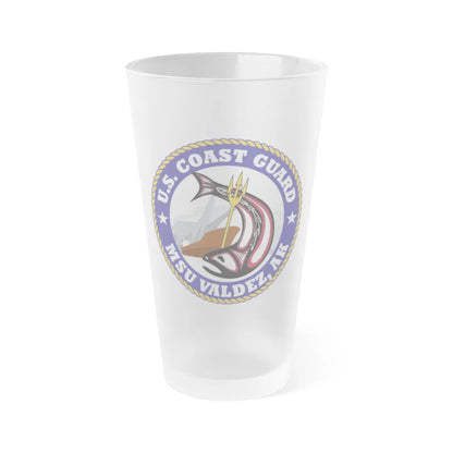 USCG MSU Valdez AK (U.S. Coast Guard) Frosted Pint Glass 16oz-Go Mug Yourself