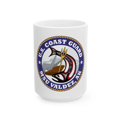 USCG MSU Valdez AK (U.S. Coast Guard) White Coffee Mug-15oz-Go Mug Yourself