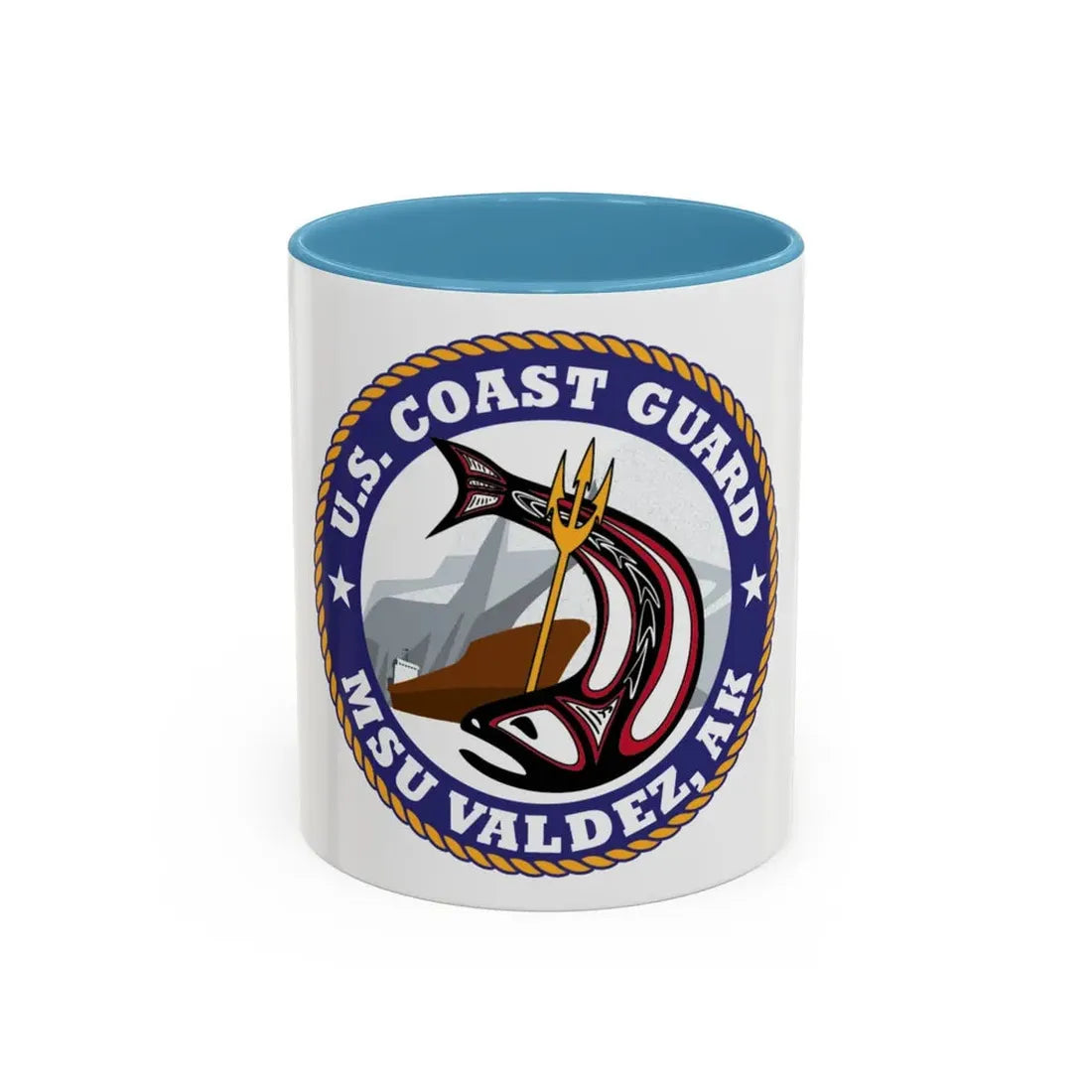 USCG MSU Valdez AK (U.S. Coast Guard) Accent Coffee Mug 11oz Light Blue - Go Mug Yourself