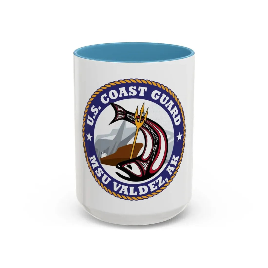 USCG MSU Valdez AK (U.S. Coast Guard) Accent Coffee Mug 15oz Light Blue - Go Mug Yourself