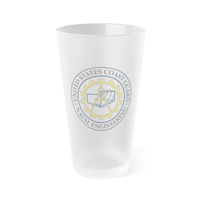 USCG Naval Engineering (U.S. Coast Guard) Frosted Pint Glass 16oz-Go Mug Yourself