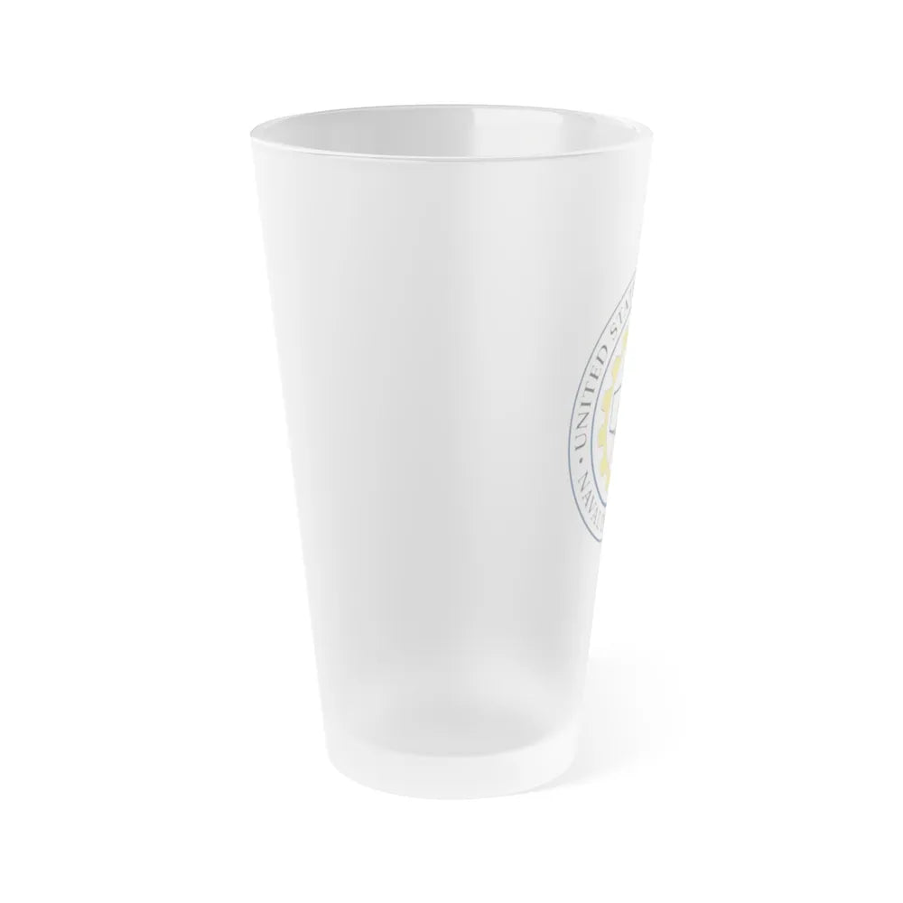 USCG Naval Engineering (U.S. Coast Guard) Frosted Pint Glass 16oz-Go Mug Yourself