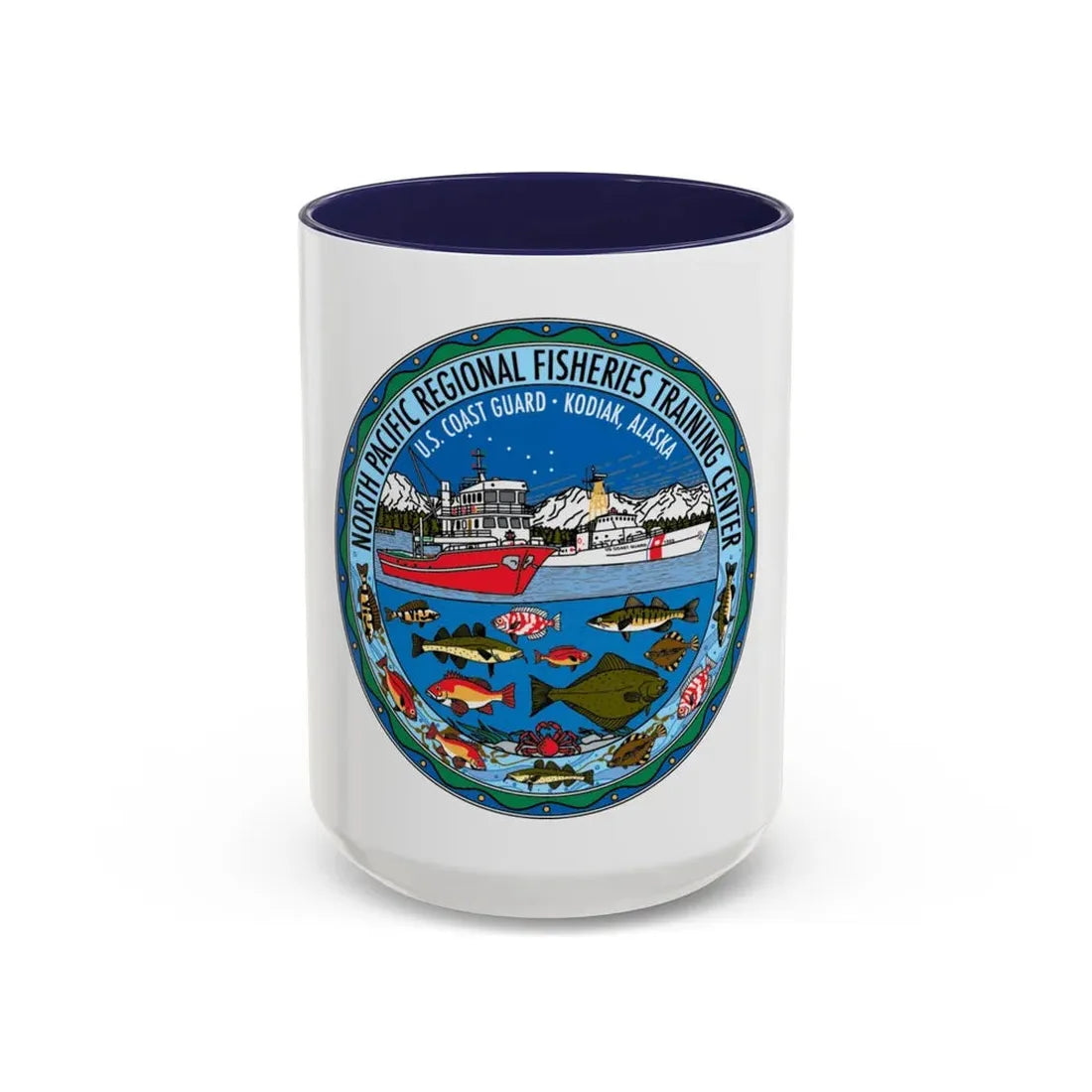 USCG NPRFTC Kodiak Alaska 2005 (U.S. Coast Guard) Accent Coffee Mug 15oz Navy - Go Mug Yourself