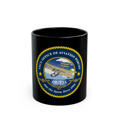 USCG OFFICE OF AVIATION FORCES CG 711 (U.S. Coast Guard) Black Coffee Mug-11oz-Go Mug Yourself