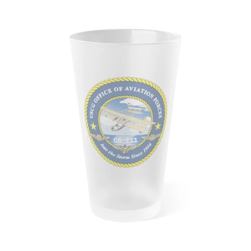 USCG OFFICE OF AVIATION FORCES CG 711 (U.S. Coast Guard) Frosted Pint Glass 16oz-Go Mug Yourself