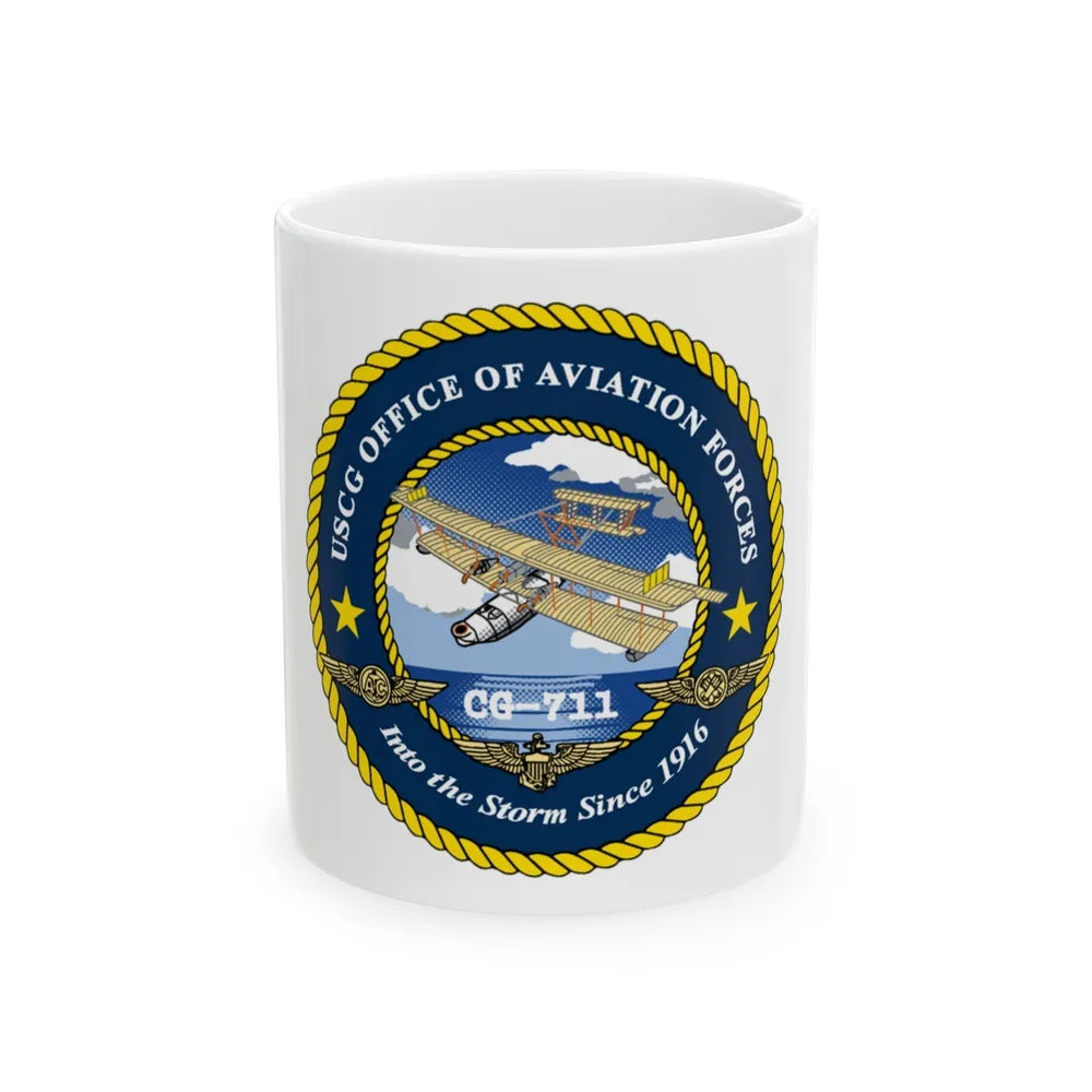 USCG OFFICE OF AVIATION FORCES CG 711 (U.S. Coast Guard) White Coffee Mug-11oz-Go Mug Yourself