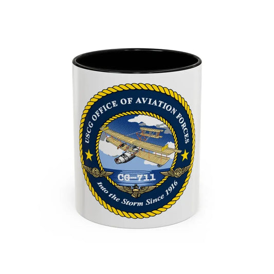 USCG OFFICE OF AVIATION FORCES CG 711 (U.S. Coast Guard) Accent Coffee Mug 11oz Black - Go Mug Yourself