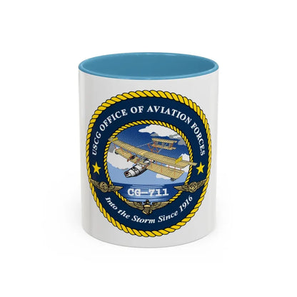 USCG OFFICE OF AVIATION FORCES CG 711 (U.S. Coast Guard) Accent Coffee Mug 11oz Light Blue - Go Mug Yourself