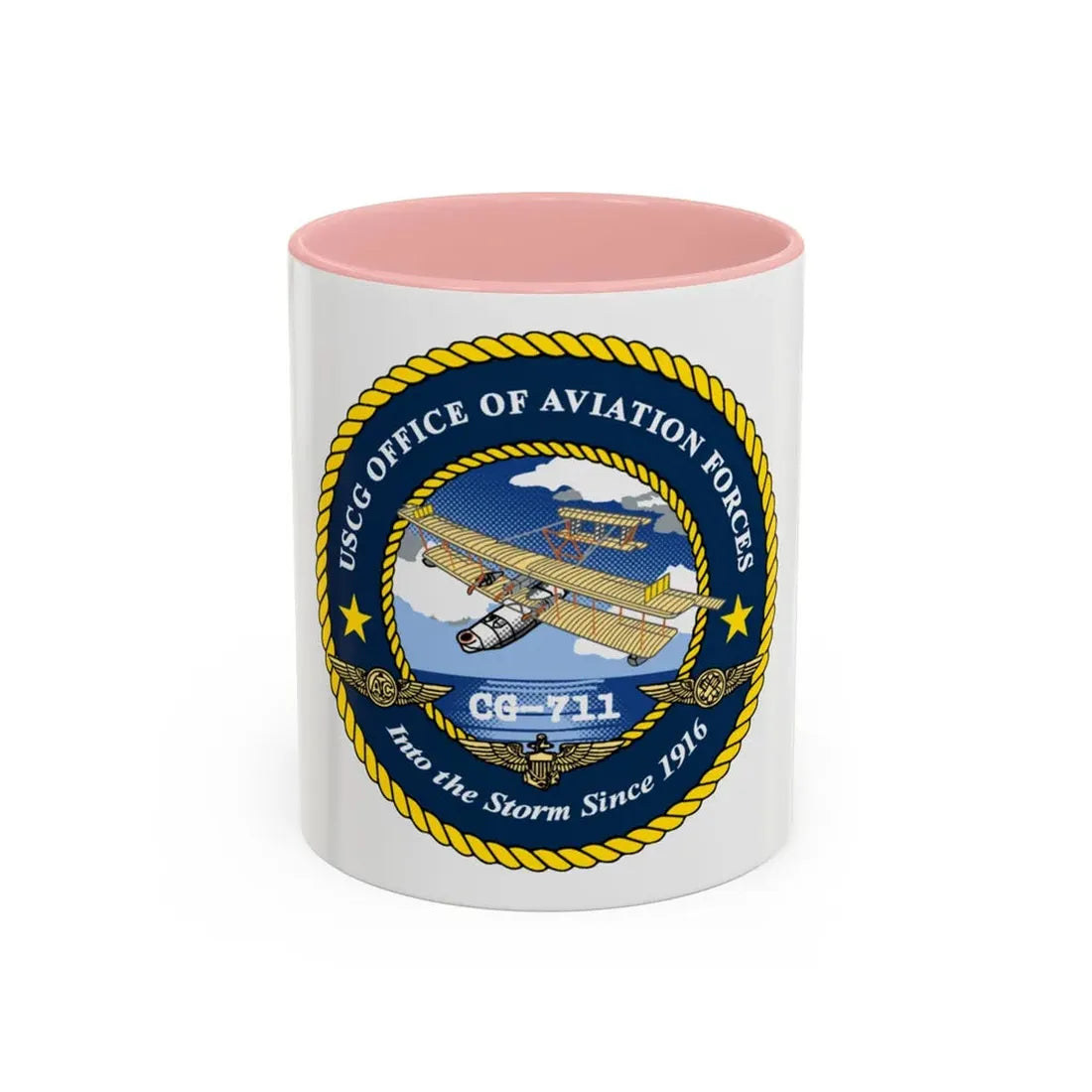 USCG OFFICE OF AVIATION FORCES CG 711 (U.S. Coast Guard) Accent Coffee Mug 11oz Pink - Go Mug Yourself