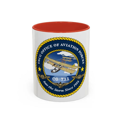 USCG OFFICE OF AVIATION FORCES CG 711 (U.S. Coast Guard) Accent Coffee Mug 11oz Red - Go Mug Yourself