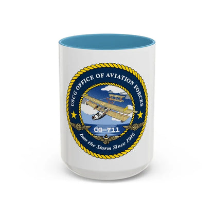 USCG OFFICE OF AVIATION FORCES CG 711 (U.S. Coast Guard) Accent Coffee Mug 15oz Light Blue - Go Mug Yourself