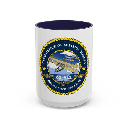 USCG OFFICE OF AVIATION FORCES CG 711 (U.S. Coast Guard) Accent Coffee Mug 15oz Navy - Go Mug Yourself