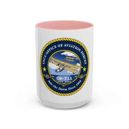 USCG OFFICE OF AVIATION FORCES CG 711 (U.S. Coast Guard) Accent Coffee Mug 15oz Pink - Go Mug Yourself