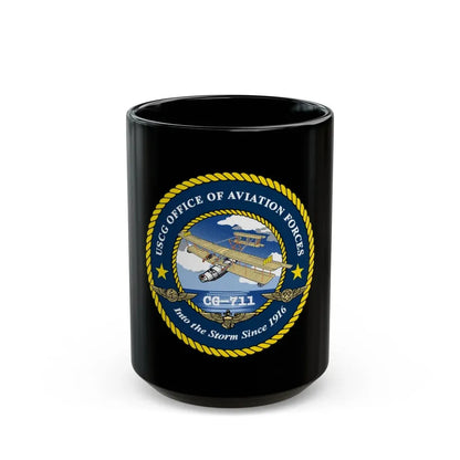 USCG OFFICE OF AVIATION FORCES CG 711 (U.S. Coast Guard) Black Coffee Mug 15oz - Go Mug Yourself