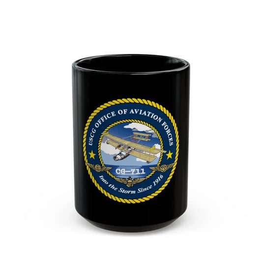 USCG OFFICE OF AVIATION FORCES CG 711 (U.S. Coast Guard) Black Coffee Mug 15oz - Go Mug Yourself