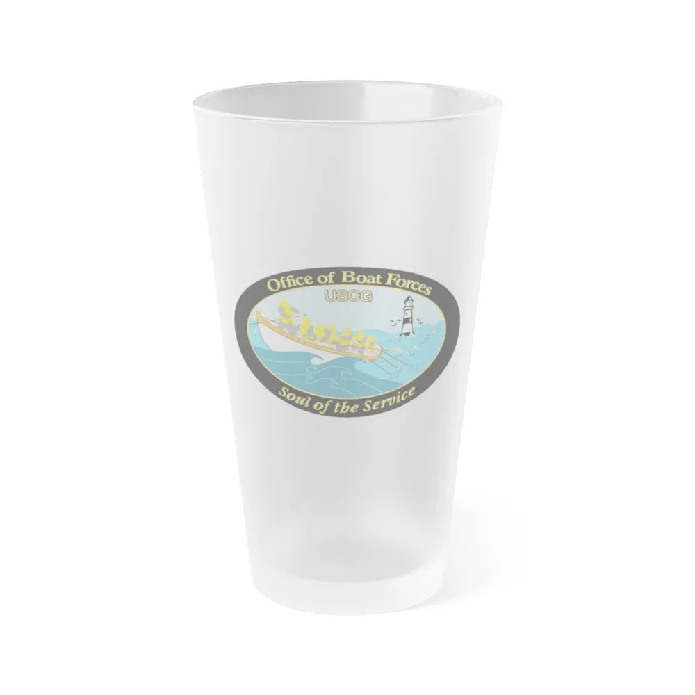 USCG Office of Boat Forces (U.S. Coast Guard) Frosted Pint Glass 16oz-Go Mug Yourself