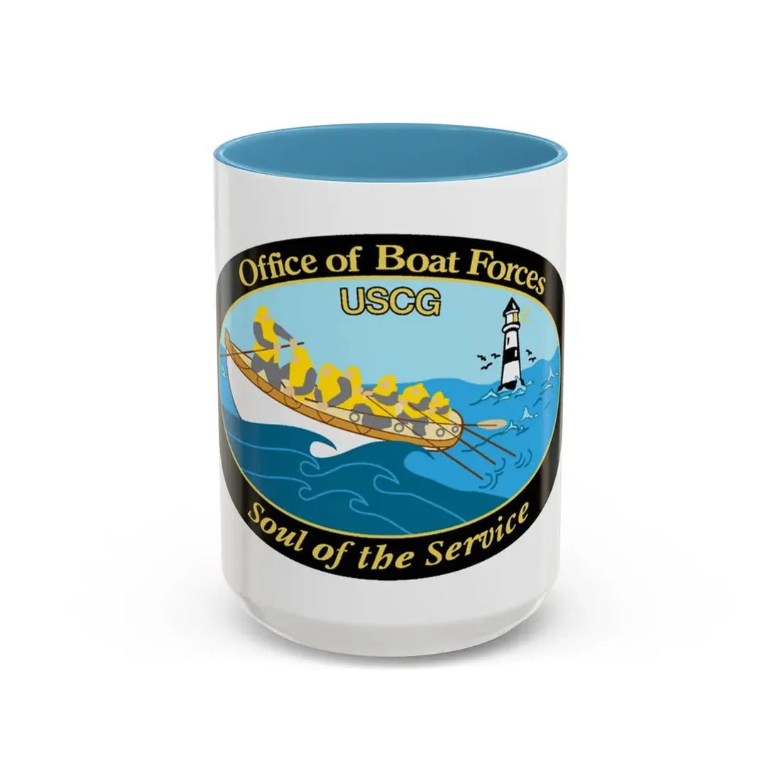 USCG Office of Boat Forces (U.S. Coast Guard) Accent Coffee Mug 15oz Light Blue - Go Mug Yourself