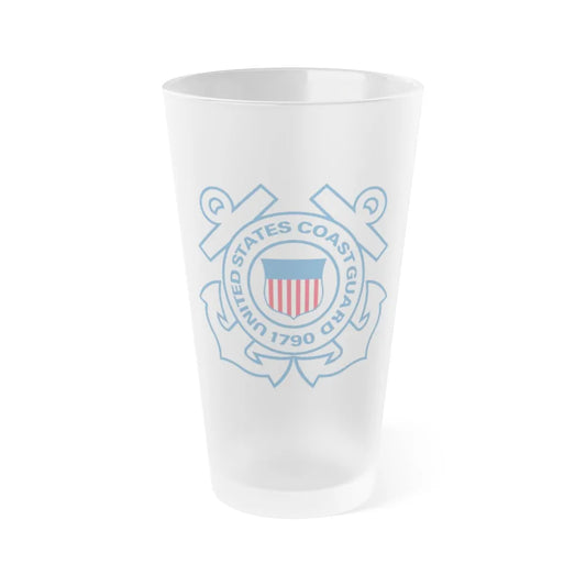 USCG Official Emblem (U.S. Coast Guard) Frosted Pint Glass 16oz-Go Mug Yourself