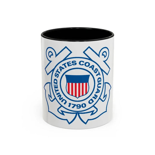 USCG Official Emblem (U.S. Coast Guard) Accent Coffee Mug 11oz Black - Go Mug Yourself