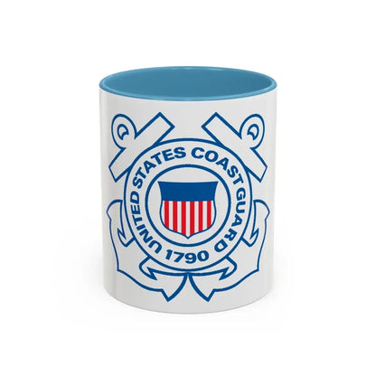 USCG Official Emblem (U.S. Coast Guard) Accent Coffee Mug 11oz Light Blue - Go Mug Yourself