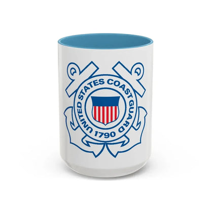 USCG Official Emblem (U.S. Coast Guard) Accent Coffee Mug 15oz Light Blue - Go Mug Yourself