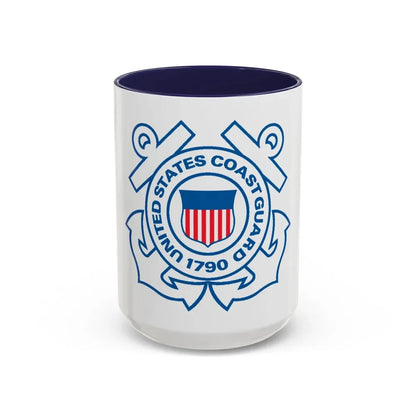USCG Official Emblem (U.S. Coast Guard) Accent Coffee Mug 15oz Navy - Go Mug Yourself