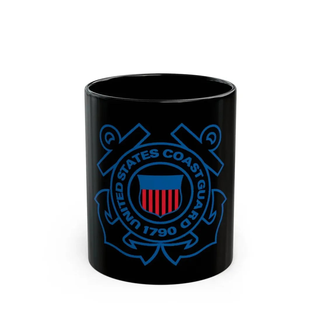 USCG Official Emblem (U.S. Coast Guard) Black Coffee Mug 11oz - Go Mug Yourself