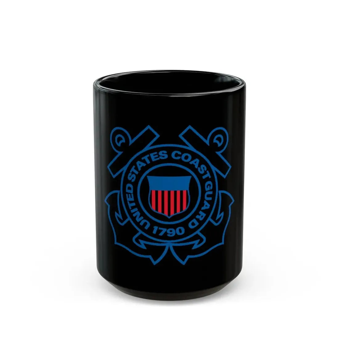 USCG Official Emblem (U.S. Coast Guard) Black Coffee Mug 15oz - Go Mug Yourself