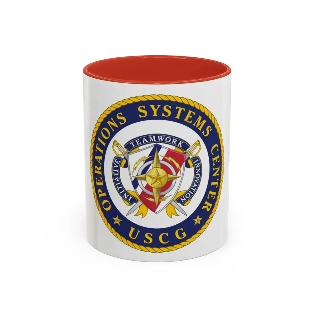 USCG Operations Systems Center (U.S. Coast Guard) Accent Coffee Mug 11oz Red - Go Mug Yourself