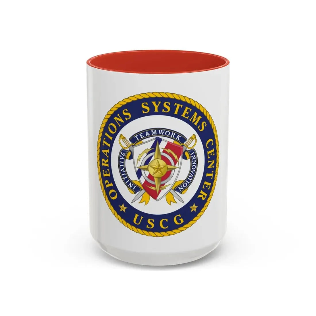 USCG Operations Systems Center (U.S. Coast Guard) Accent Coffee Mug 15oz Red - Go Mug Yourself