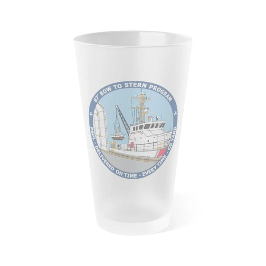 USCG Patrol Boat PBPL Bow to Stern Program (U.S. Coast Guard) Frosted Pint Glass 16oz-Go Mug Yourself