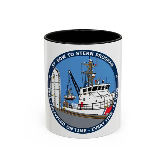 USCG Patrol Boat PBPL Bow to Stern Program (U.S. Coast Guard) Accent Coffee Mug 11oz Black - Go Mug Yourself