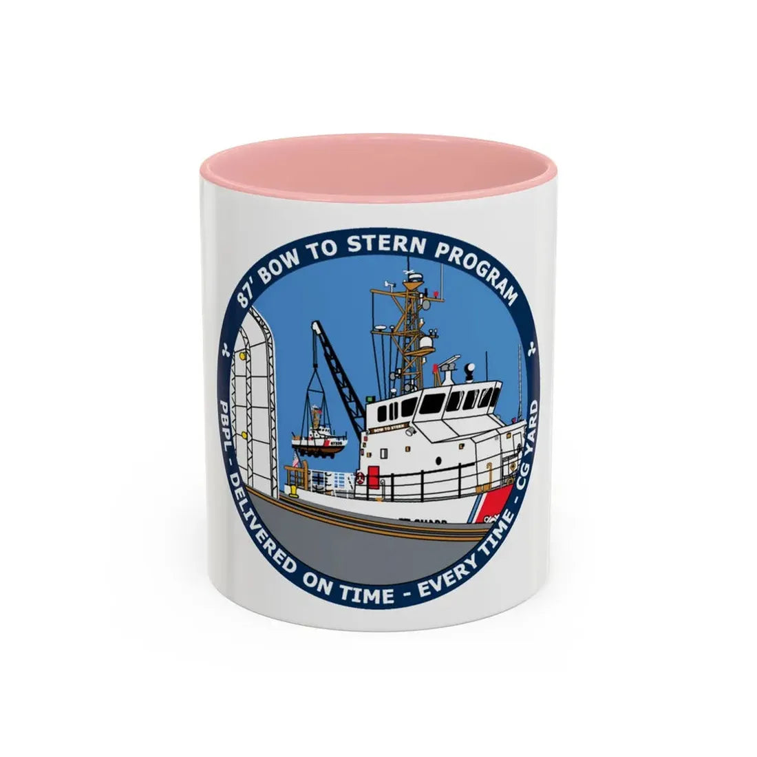 USCG Patrol Boat PBPL Bow to Stern Program (U.S. Coast Guard) Accent Coffee Mug 11oz Pink - Go Mug Yourself