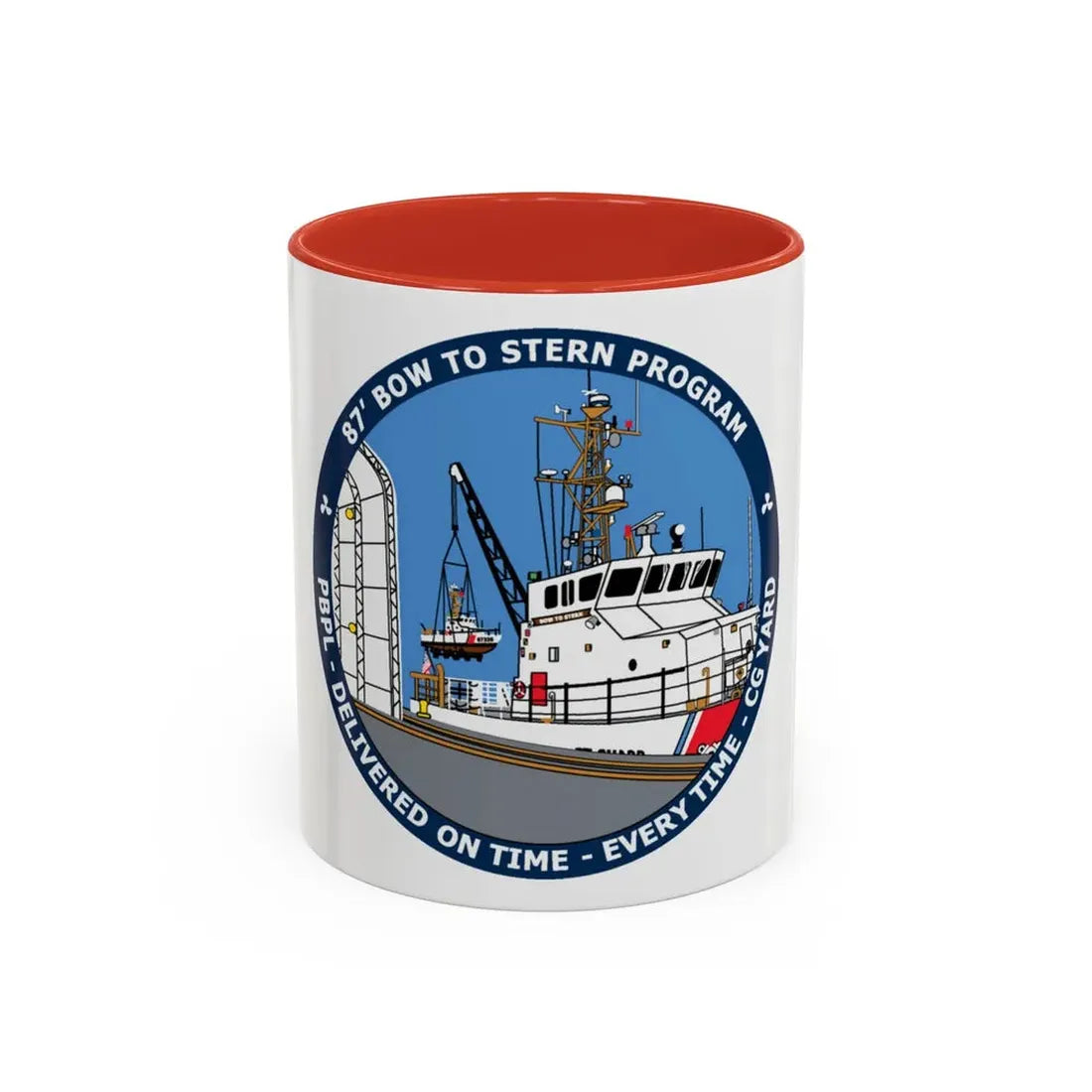 USCG Patrol Boat PBPL Bow to Stern Program (U.S. Coast Guard) Accent Coffee Mug 11oz Red - Go Mug Yourself