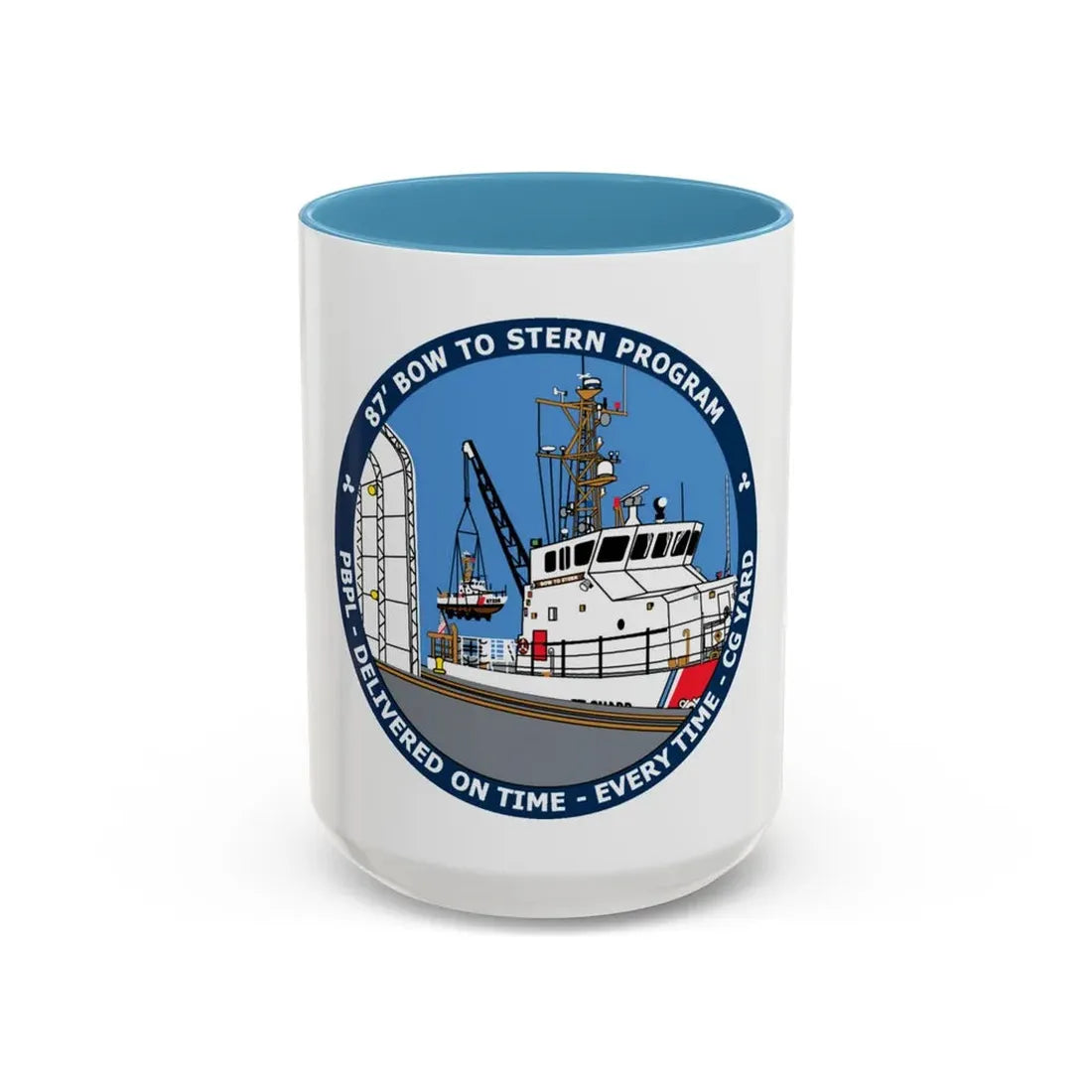 USCG Patrol Boat PBPL Bow to Stern Program (U.S. Coast Guard) Accent Coffee Mug 15oz Light Blue - Go Mug Yourself