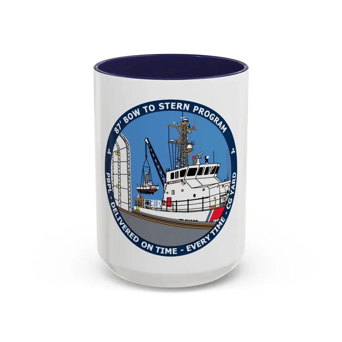 USCG Patrol Boat PBPL Bow to Stern Program (U.S. Coast Guard) Accent Coffee Mug 15oz Navy - Go Mug Yourself
