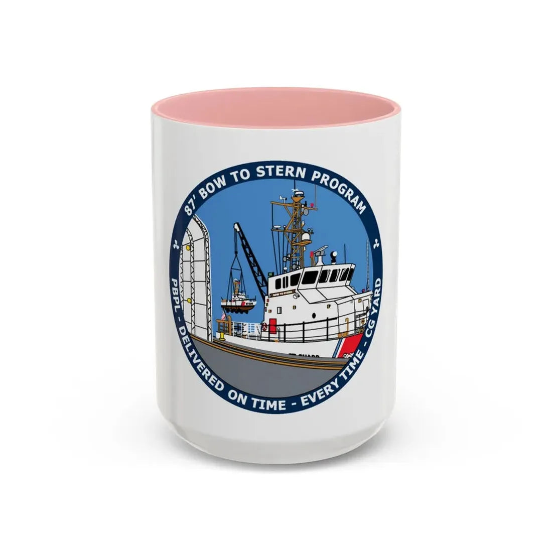USCG Patrol Boat PBPL Bow to Stern Program (U.S. Coast Guard) Accent Coffee Mug 15oz Pink - Go Mug Yourself