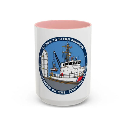 USCG Patrol Boat PBPL Bow to Stern Program (U.S. Coast Guard) Accent Coffee Mug 15oz Pink - Go Mug Yourself