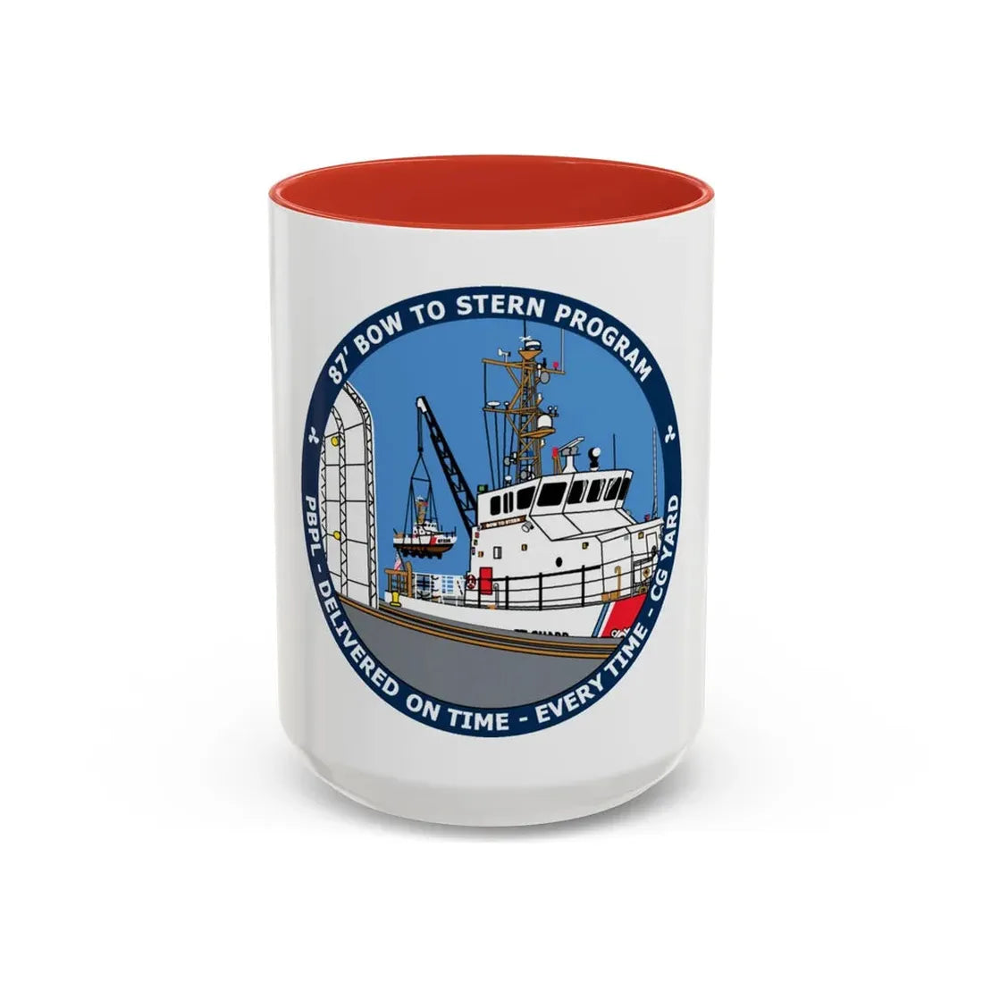 USCG Patrol Boat PBPL Bow to Stern Program (U.S. Coast Guard) Accent Coffee Mug 15oz Red - Go Mug Yourself